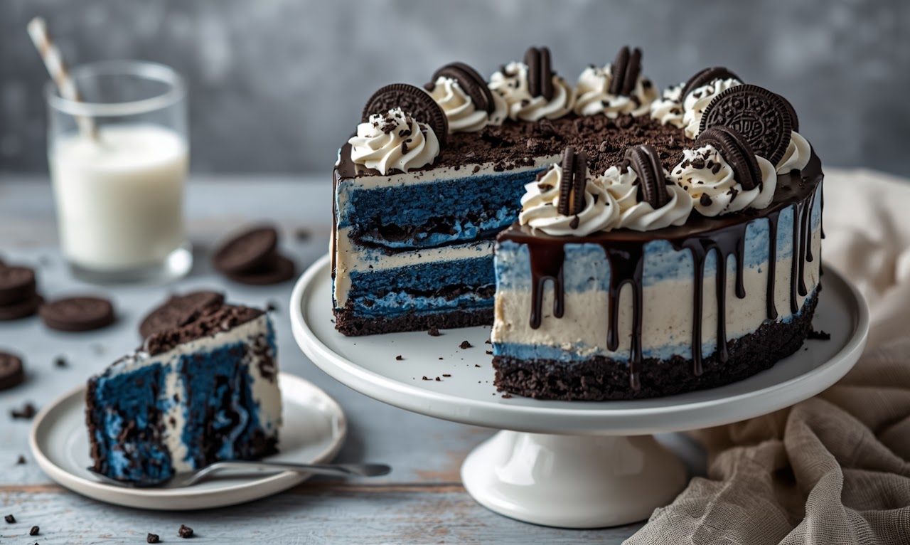 Blue Velvet Oreo Cheesecake