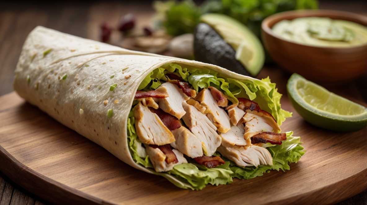 Chicken and Avocado Bacon Salad Wraps