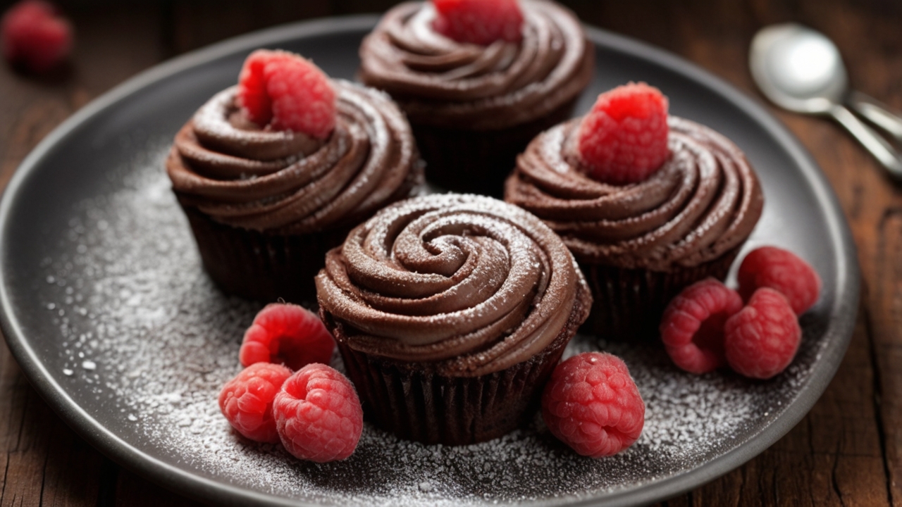 Raspberry Chocolate Lava Cupcakes