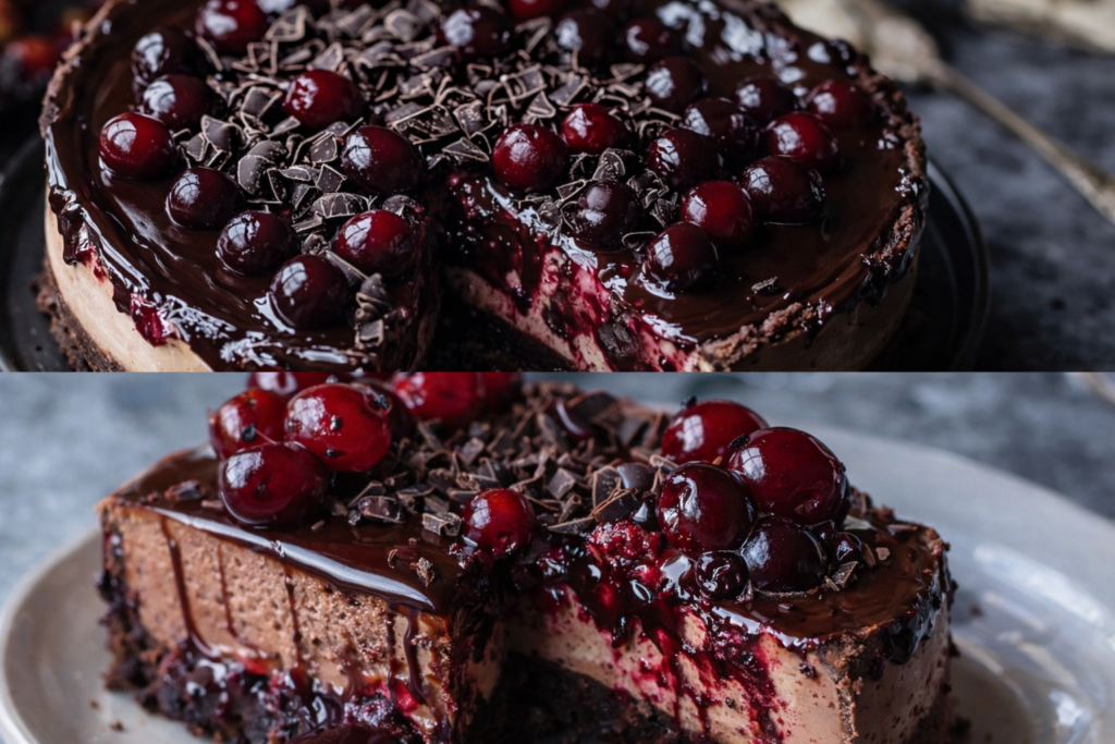 Easy Dark Chocolate Cherry Cheesecake Recipe
