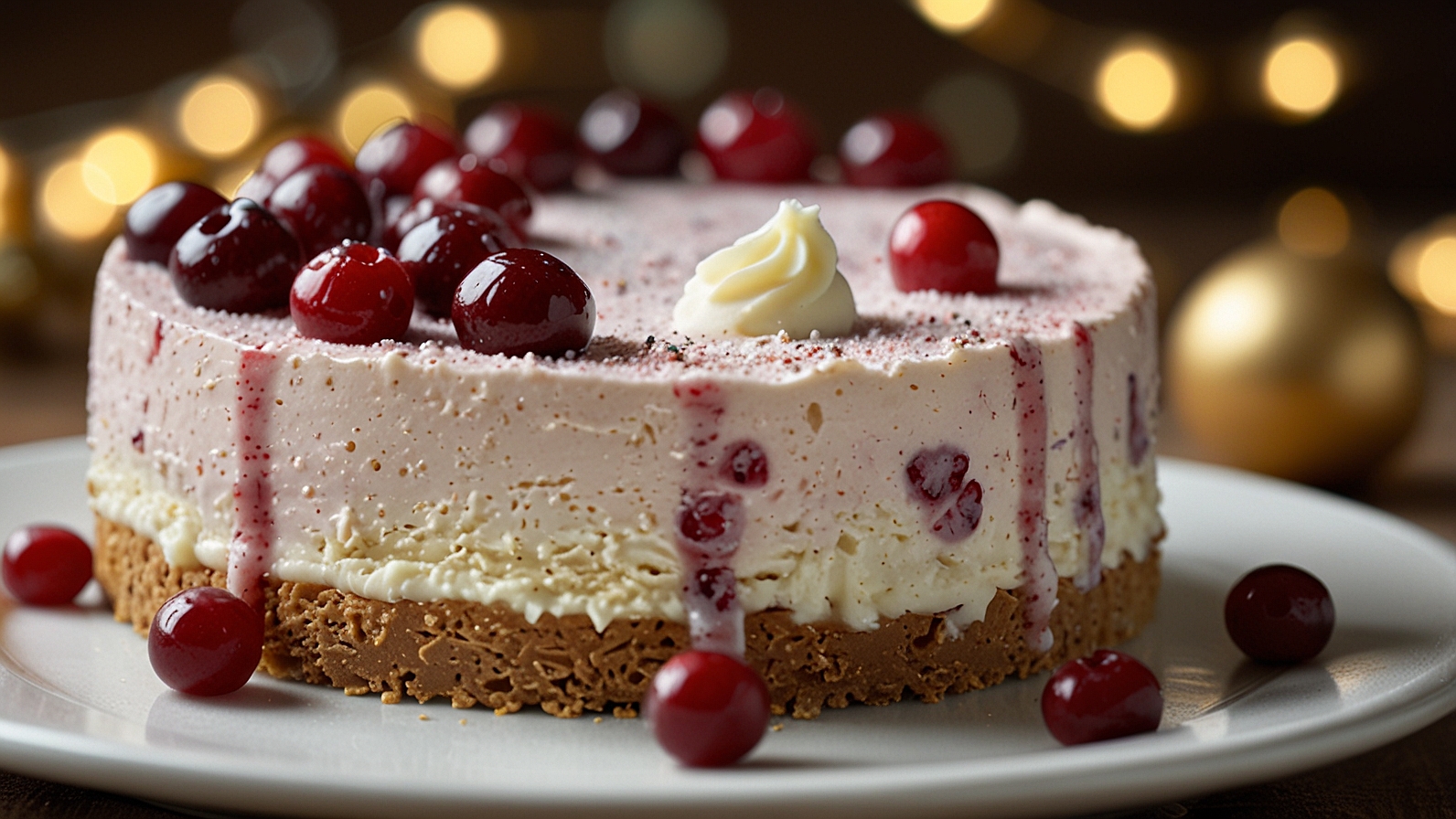 Holiday No-Bake Cranberry Cheesecake Dessert