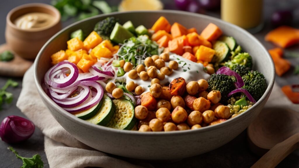 Easy Chickpea And Roasted Veggie Burrito Bowls