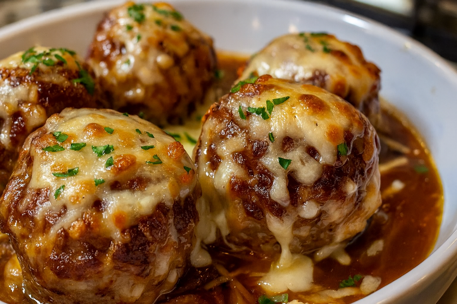 Slow Cooker French Onion Meatballs
