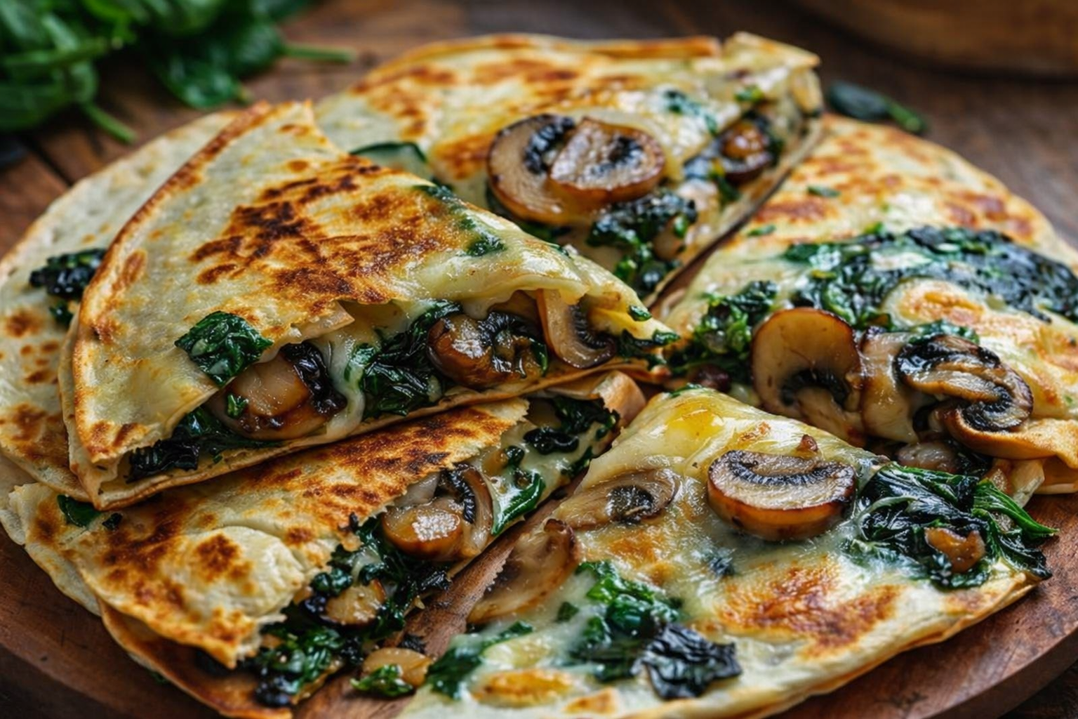 Baked Spinach Mushroom Quesadillas
