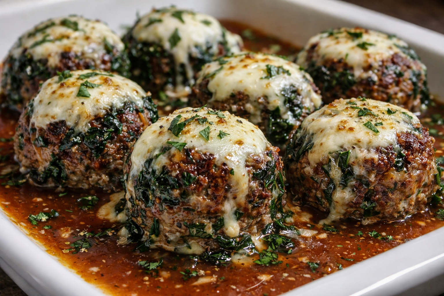 Spinach Garlic Meatballs Stuffed