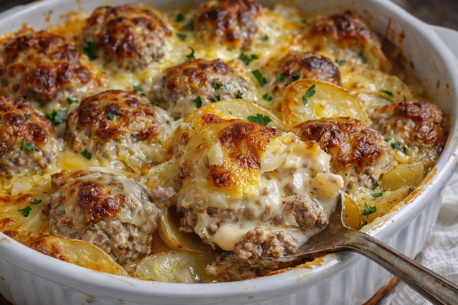 Meatballs with Potatoes and Cheese
