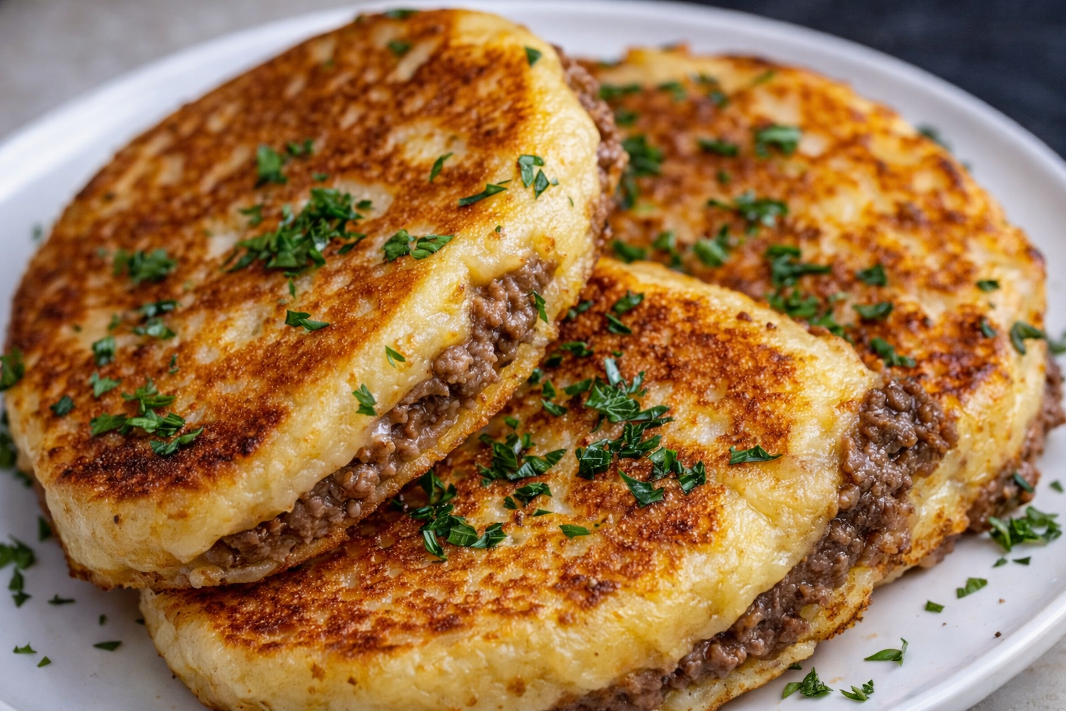 Mashed Potato Pancakes with Meat Filling