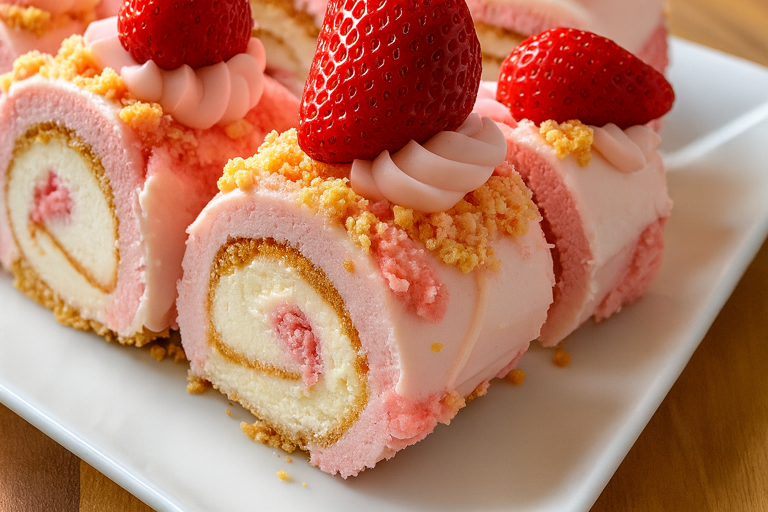 Strawberry Shortcake Cheesecake Sushi Rolls