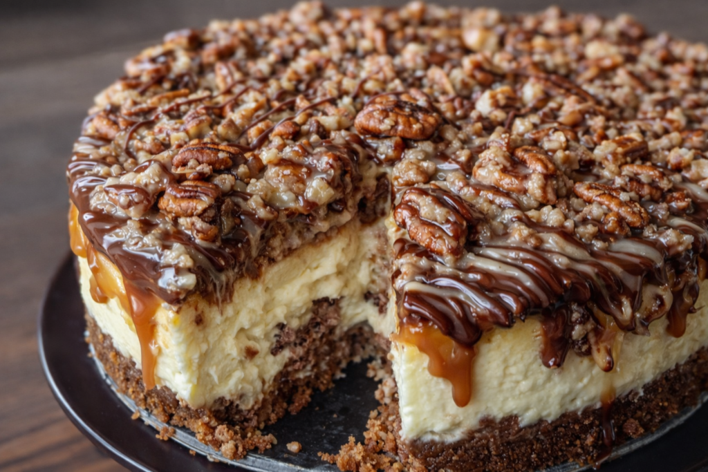 Decadent Turtle Fudge Cheesecake