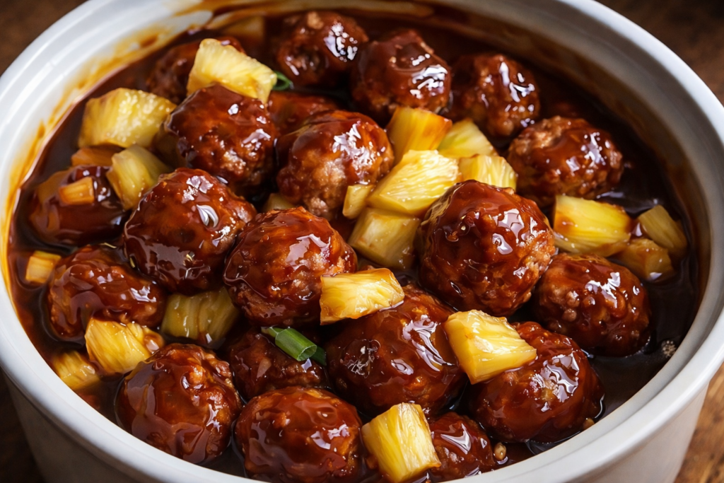Slow Cooker Pineapple Barbecue Meatballs