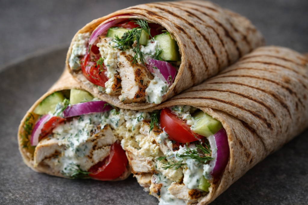 Healthy Mediterranean Chicken Wraps